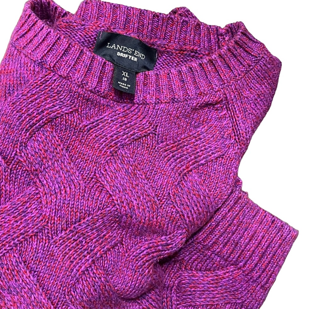 Lands End Cozy Cable Knit Wool Blend Sweater great color! Size 18
